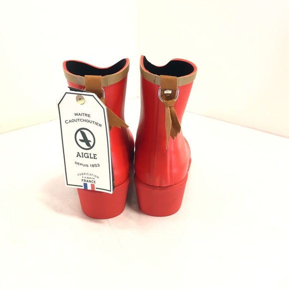 NWT Aigle "Miss Juliette Bottillon" Rain Booties in Cerise Tea - Picture 5 of 8